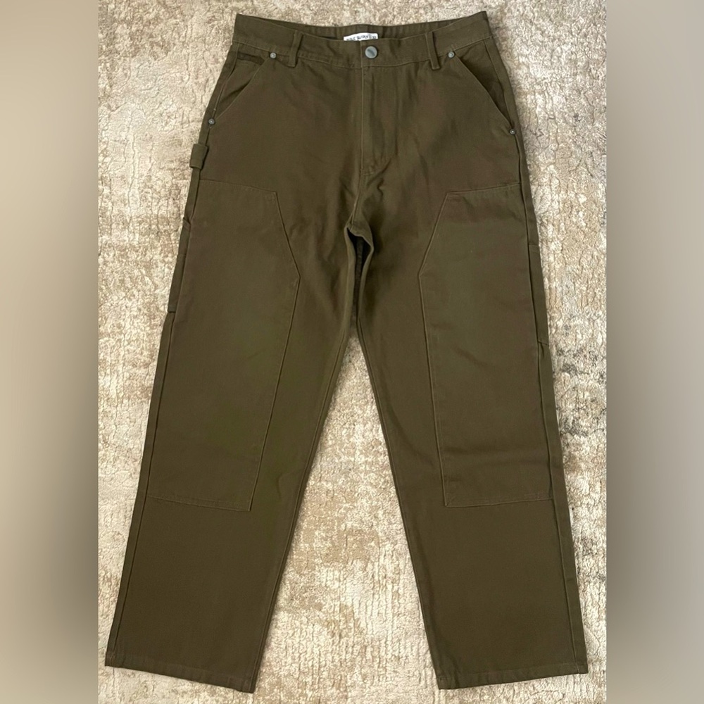 Dark brown double-knee carpenter multipocket denim Y2K work jeans - SIZE 32